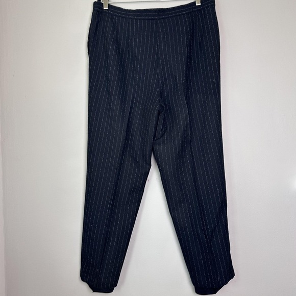 Vintage 90s Trousers Pants Womens 16 Pinstripe Dress Career Slacks Pockets Taper - Picture 4 of 10